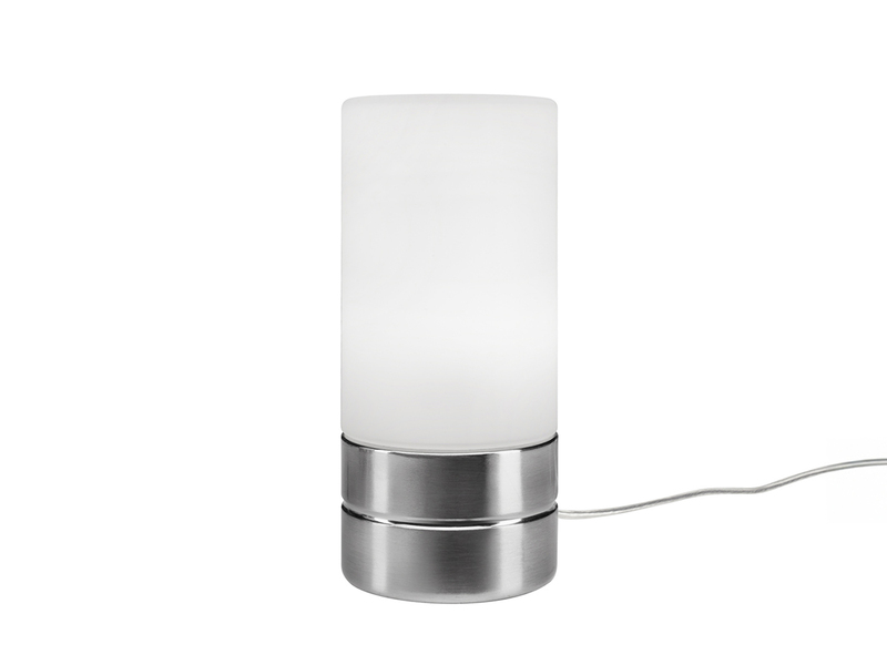 Kleine Tischlampe SARNO mit Touch Dimmer und E14 Glasschirm, Höhe 20cm