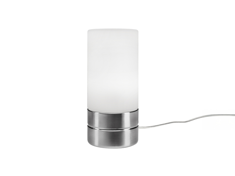 Kleine Tischlampe SARNO mit Touch Dimmer und Glasschirm, Höhe 20cm