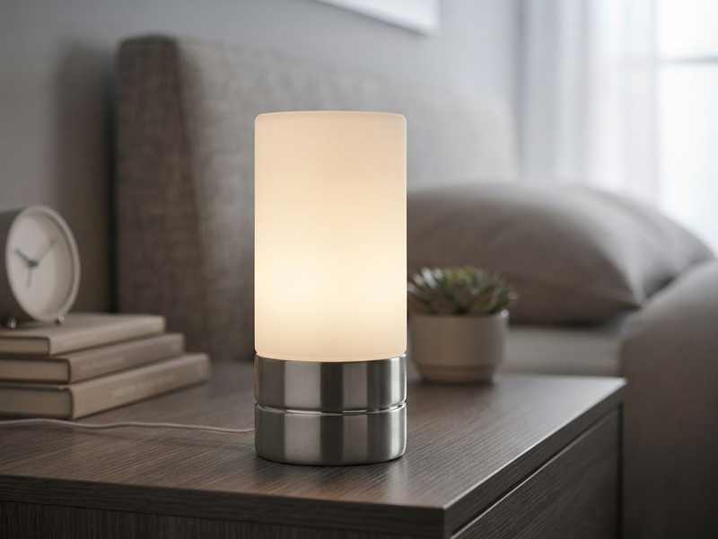 Kleine Tischleuchte mit 3-Stufen Touch Dimmer & Glasschirm in Opal Weiß