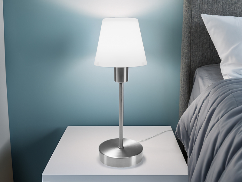 Tischlampe MATHA mit Touch Dimmer & E14 Glas Lampenschirm Weiß, Höhe 32cm