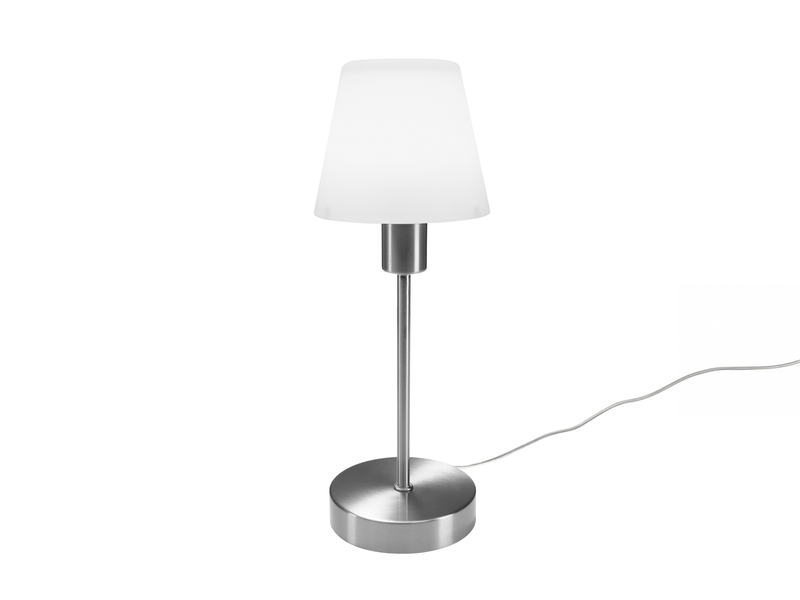 Tischlampe MATHA mit Touch Dimmer & E14 Glas Lampenschirm Weiß, Höhe 32cm