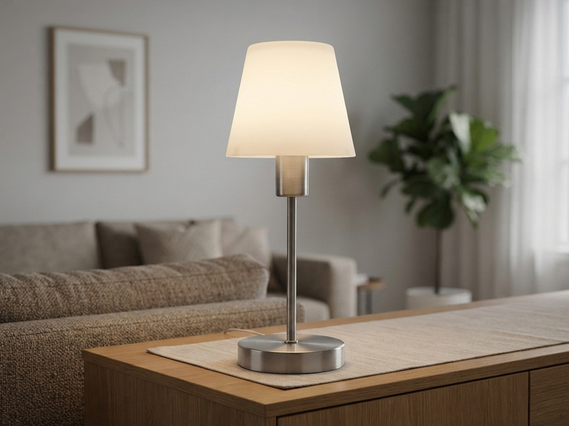 Tischlampe MATHA mit Touch Dimmer & E14 Glas Lampenschirm Weiß, Höhe 32cm