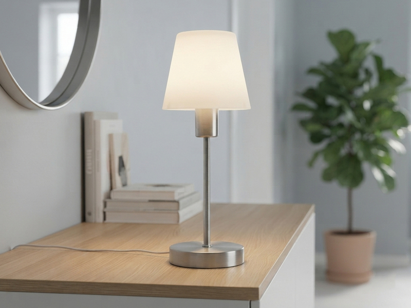 Tischlampe MATHA mit Touch Dimmer & E14 Glas Lampenschirm Weiß, Höhe 32cm