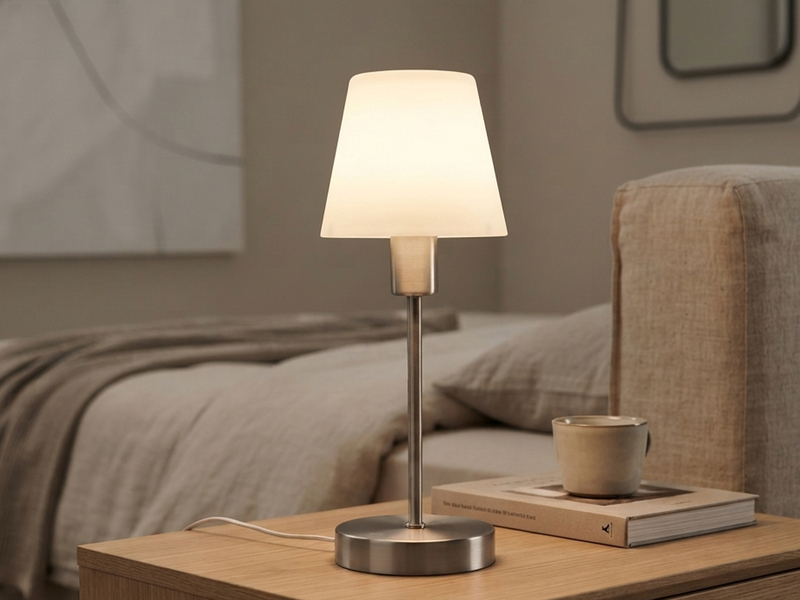 Tischlampe MATHA mit Touch Dimmer & E14 Glas Lampenschirm Weiß, Höhe 32cm