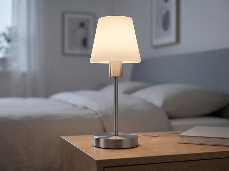 Tischlampe MATHA mit Touch Dimmer & E14 Glas Lampenschirm Weiß, Höhe 32cm