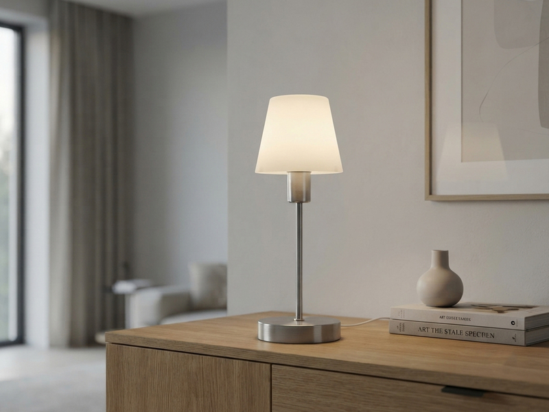 Tischlampe MATHA mit Touch Dimmer & E14 Glas Lampenschirm Weiß, Höhe 32cm