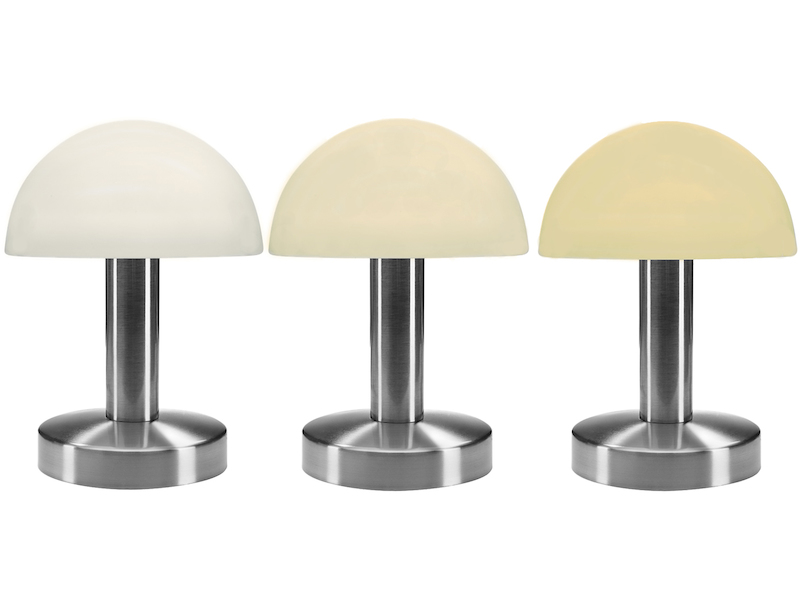 Tischleuchte WARIN mit Glas Lampenschirm Opal Weiß dimmbar über Touch Sensor