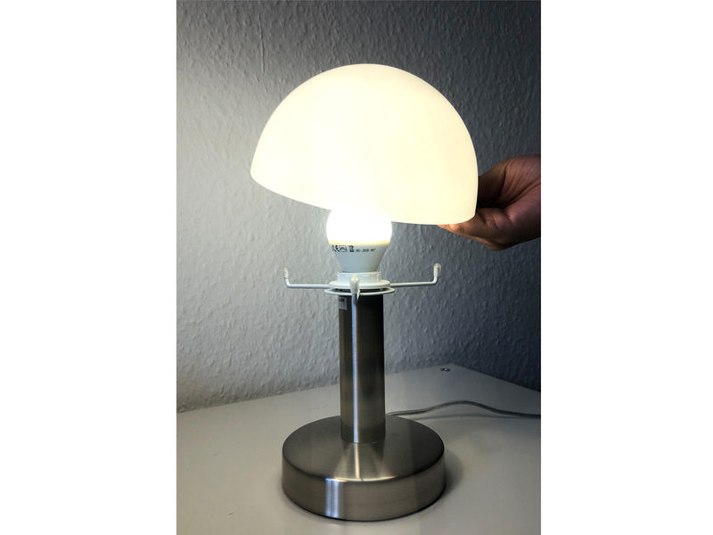 Kleine Tischlampe WARIN mit Glasschirm Weiß per Touch dimmbar, Höhe 21cm