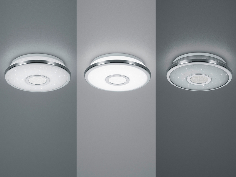 Kleine LED Deckenleuchte OSAKA rund mit Sternenhimmel, dimmbar, Ø 21cm