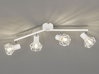 4 flammiger Vintage Deckenstrahler RAN Weiß, Gitterlampe Spots & Arme schwenkbar