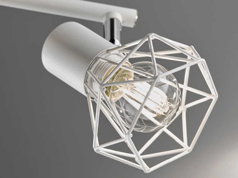 LED Deckenstrahler Weiß 4-flammig, Gitterlampe schwenkbar, Breite 60cm