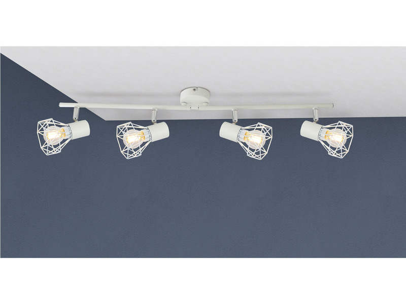LED Deckenstrahler Weiß 4flammig, Gitterlampe schwenkbar, 60cm lang