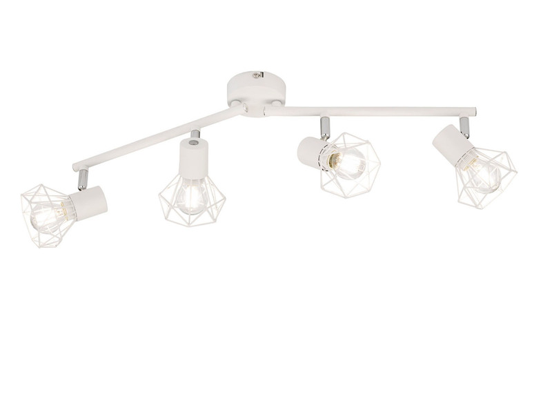 LED Deckenstrahler Weiß 4-flammig, Gitterlampe schwenkbar, Breite 60cm