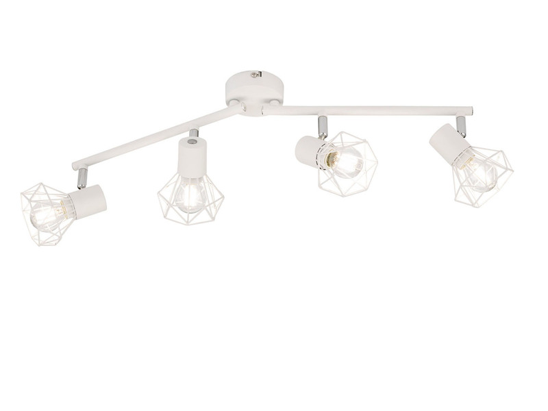 LED Deckenstrahler Weiß 4flammig, Gitterlampe schwenkbar, 60cm lang