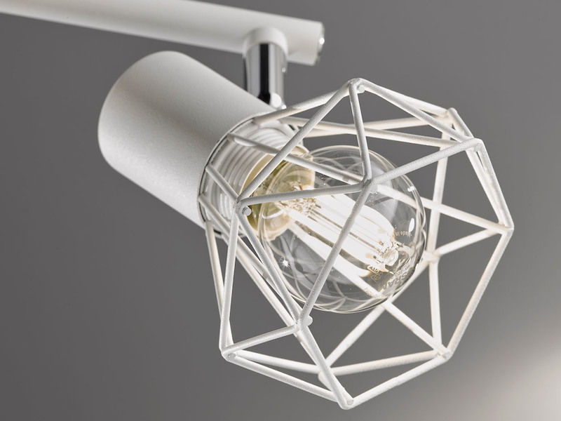 LED Deckenstrahler Weiß 6flammig, Gitterlampe schwenkbar, 145cm lang