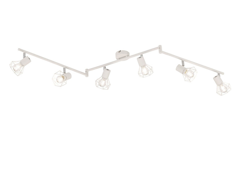 LED Deckenstrahler Weiß 6flammig, Gitterlampe schwenkbar, 145cm lang
