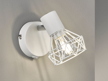 LED Wandstrahler Weiß mit Schalter, Gitterlampe schwenkbar, Breite 8cm
