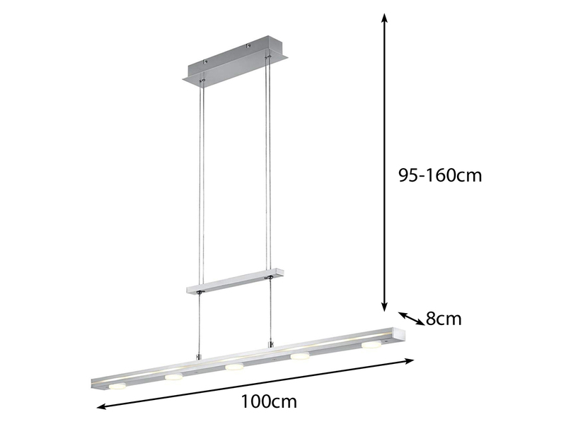 LED Pendelleuchte LACAL Silber dimmbar & höhenverstellbar, Breite 100cm