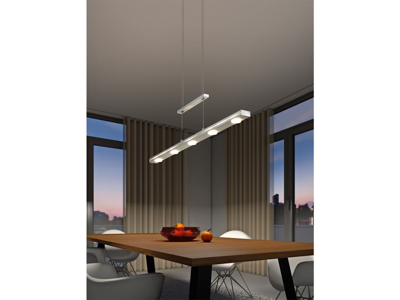 LED Pendelleuchte LACAL Sillber dimmbar & höhenverstellbar bis 160cm, B: 100cm
