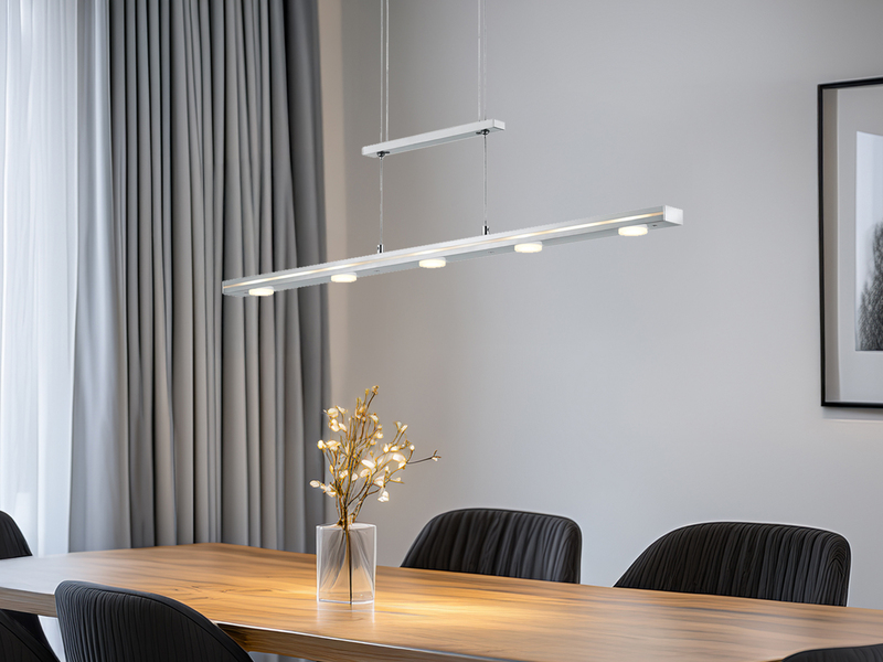 LED Pendelleuchte LACAL Silber dimmbar & höhenverstellbar, Breite 100cm