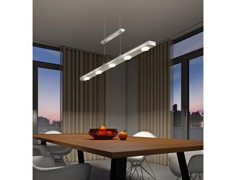 LED Pendelleuchte LACAL Sillber dimmbar & höhenverstellbar bis 160cm, B: 100cm