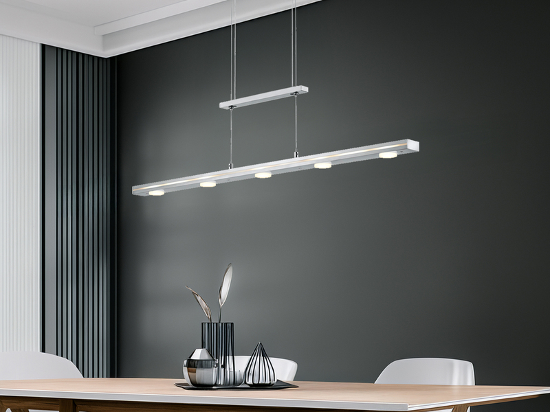 LED Pendelleuchte LACAL Silber dimmbar & höhenverstellbar, Breite 100cm