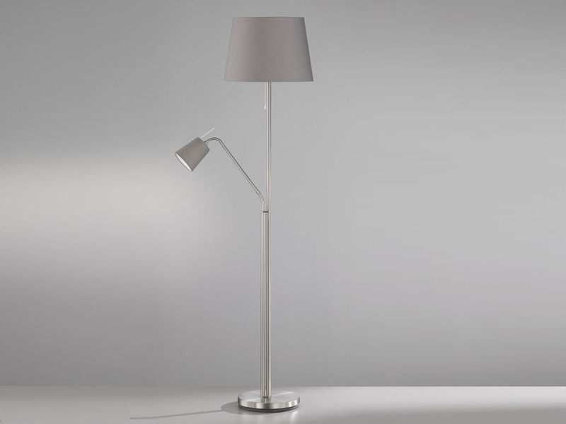 Stehlampe LAYER mit Leselampe & Stoff Lampenschirme Grau - Höhe 175cm