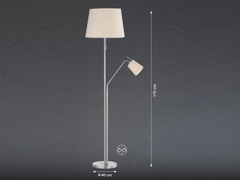 Stehlampe LAYER mit Leselampe & Stoff Lampenschirme Beige - Höhe 175cm