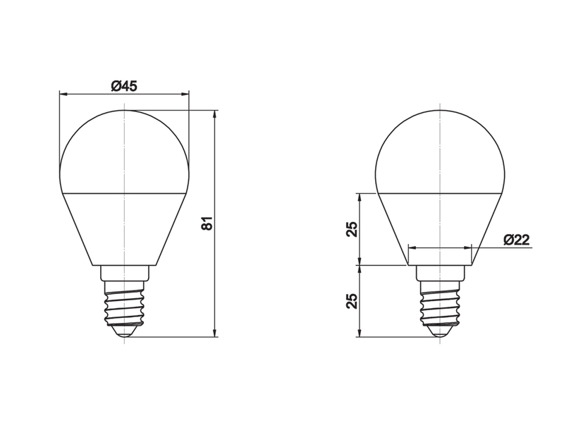 E14 LED - 5 Watt, 400 Lumen, 3000 Kelvin warmweiß, Ø4,5cm - extern dimmbar