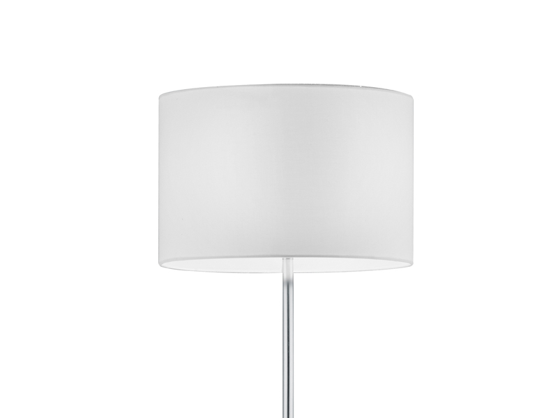 LED Stehleuchte Silber matt mit Stoffschirm in Weiß, Höhe 160cm