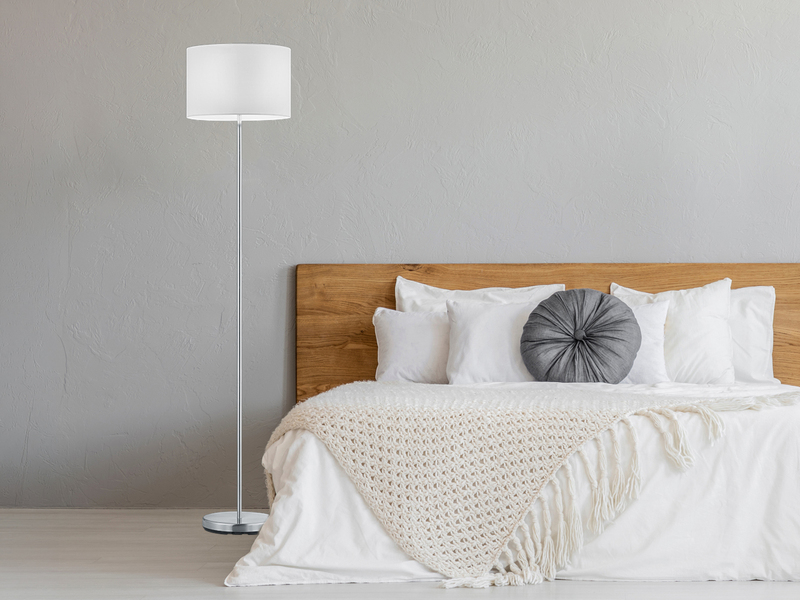 Klassische Stehlampe mit Stoffschirm Weiß & E27 LED, Höhe 160cm