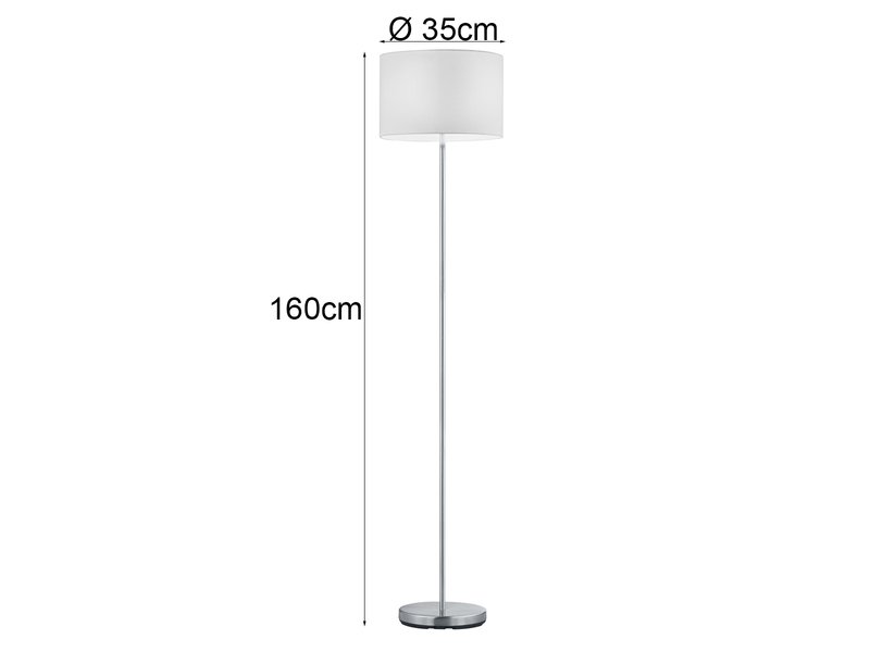 Klassische Stehlampe mit Stoffschirm Weiß & E27 LED, Höhe 160cm