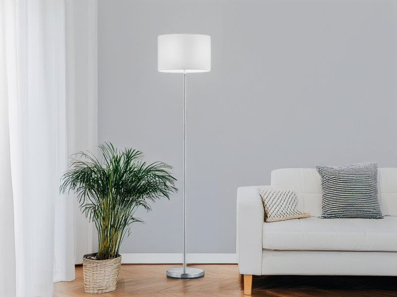 Klassische Stehlampe mit Stoffschirm Weiß & E27 LED, Höhe 160cm