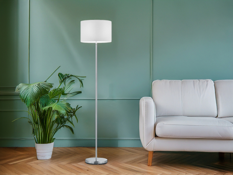 Klassische Stehlampe mit Stoffschirm Weiß & E27 LED, Höhe 160cm