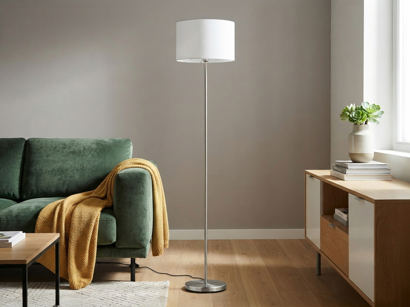 Klassische Stehlampe mit Stoffschirm Weiß & E27 LED, Höhe 160cm