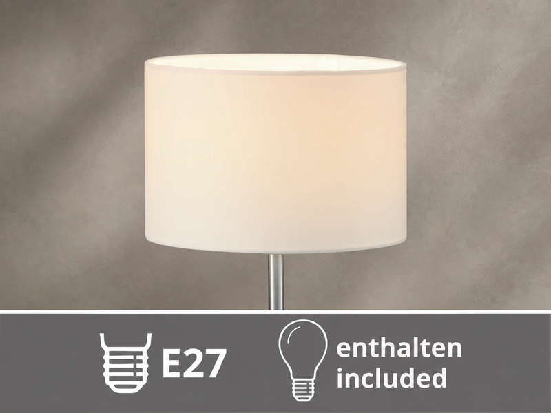 Klassische Stehlampe mit Stoffschirm Weiß & E27 LED, Höhe 160cm