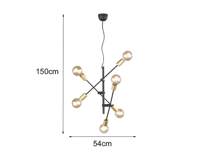Pendelleuchte CROSS mit schwenkbaren Armen, Schwarz & Bronze, Ø 54cm