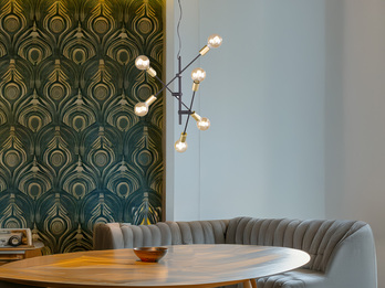 Pendelleuchte CROSS mit schwenkbaren Armen, Schwarz & Bronze, Ø 54cm