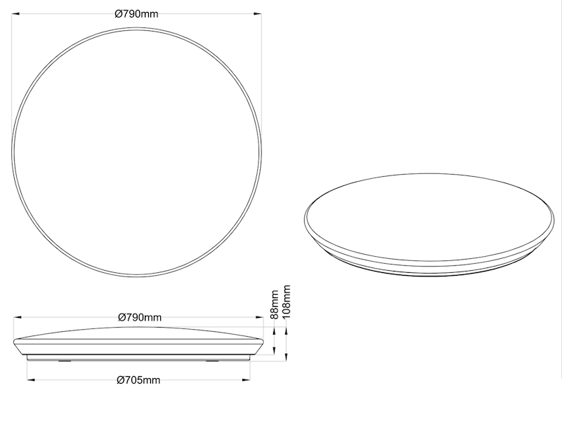 Große LED Deckenleuchte NAGANO dimmbar mit Fernbedienung, 3 Lichtfarben Ø 79cm