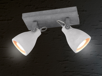 Retro Deckenstrahler CONCRETE mit Lampenschirmen aus Beton, 2 flammig