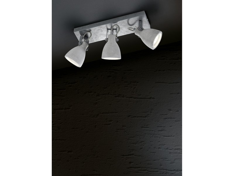 Retro LED Deckenstrahler 3-flammig mit Beton-Lampenschirmen, Breite 35cm
