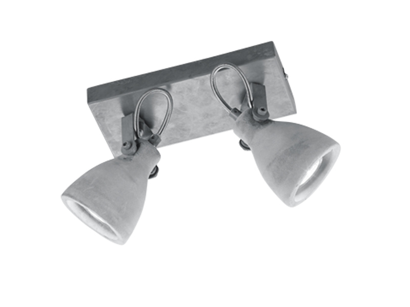 Retro LED Deckenstrahler 2-flammig mit Beton-Lampenschirmen, Breite 23cm