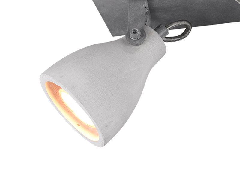 Retro LED Deckenstrahler 2-flammig mit Beton-Lampenschirmen, Breite 23cm