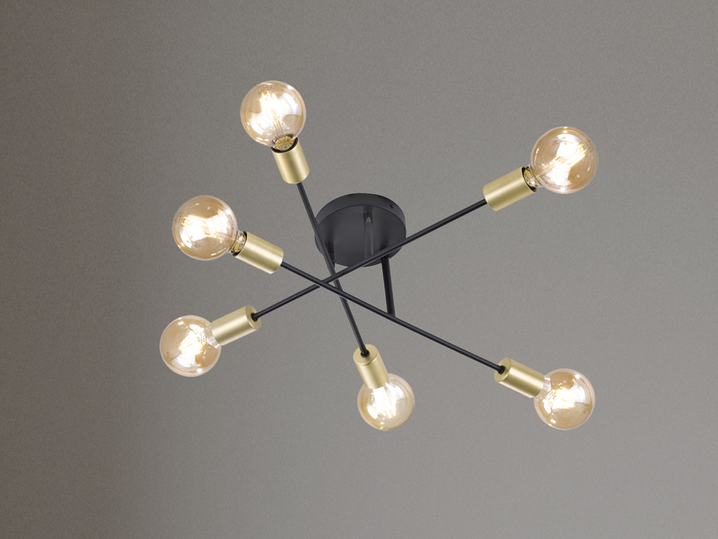 Design LED Deckenleuchte mehrflammig, Schwarz & Bronze