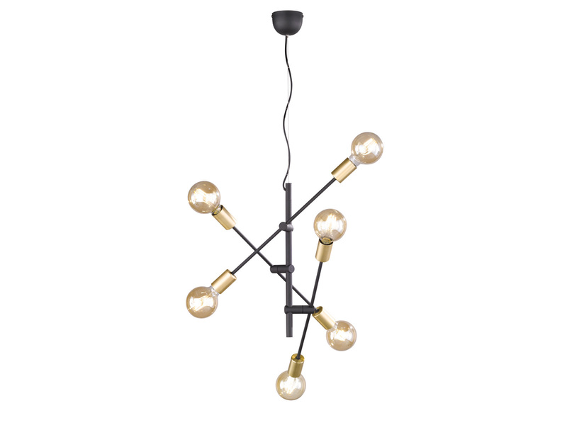 LED Pendelleuchte mit schwenkbaren Armen, in Schwarz & Bronze, Ø 54cm