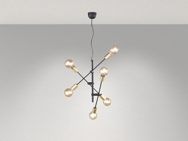 LED Pendelleuchte mit schwenkbaren Armen, in Schwarz & Bronze, Ø 54cm