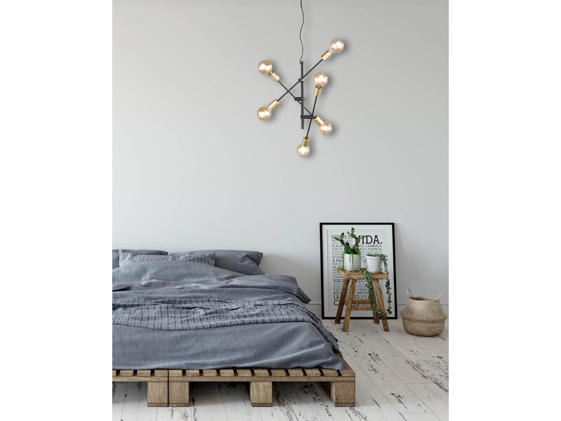 LED Pendelleuchte mit schwenkbaren Armen, in Schwarz & Bronze, Ø 54cm