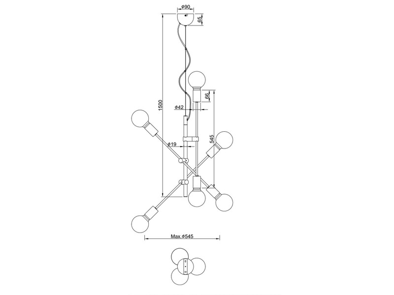 LED Pendelleuchte mit schwenkbaren Armen, in Schwarz & Bronze, Ø 54cm