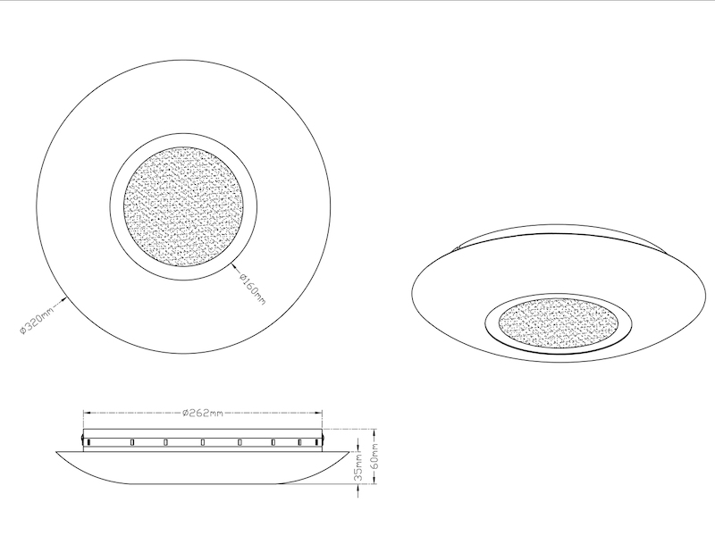 Design LED Deckenleuchte CHIROS rund Ø32cm mit Blattgold
