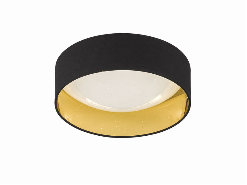 LED Deckenleuchte SETE, Stoffschirm Schwarz Gold, Ø 40cm